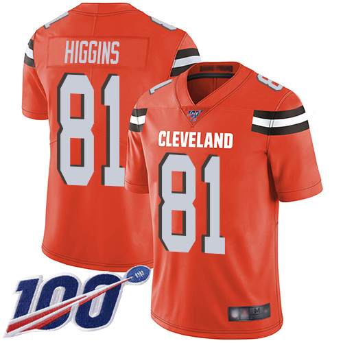 Cleveland Browns Rashard Higgins Men Orange Limited Jersey #81 NFL Football Alternate 100th Season Vapor Untouchable->cleveland browns->NFL Jersey